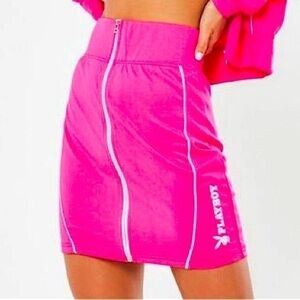 🅽🅴🆆 𝗥𝗔𝗥𝗘 𝐏𝐋𝐀𝐘𝐁𝐎𝐘 x Missguided zip through mini skirt, hot pink, 2